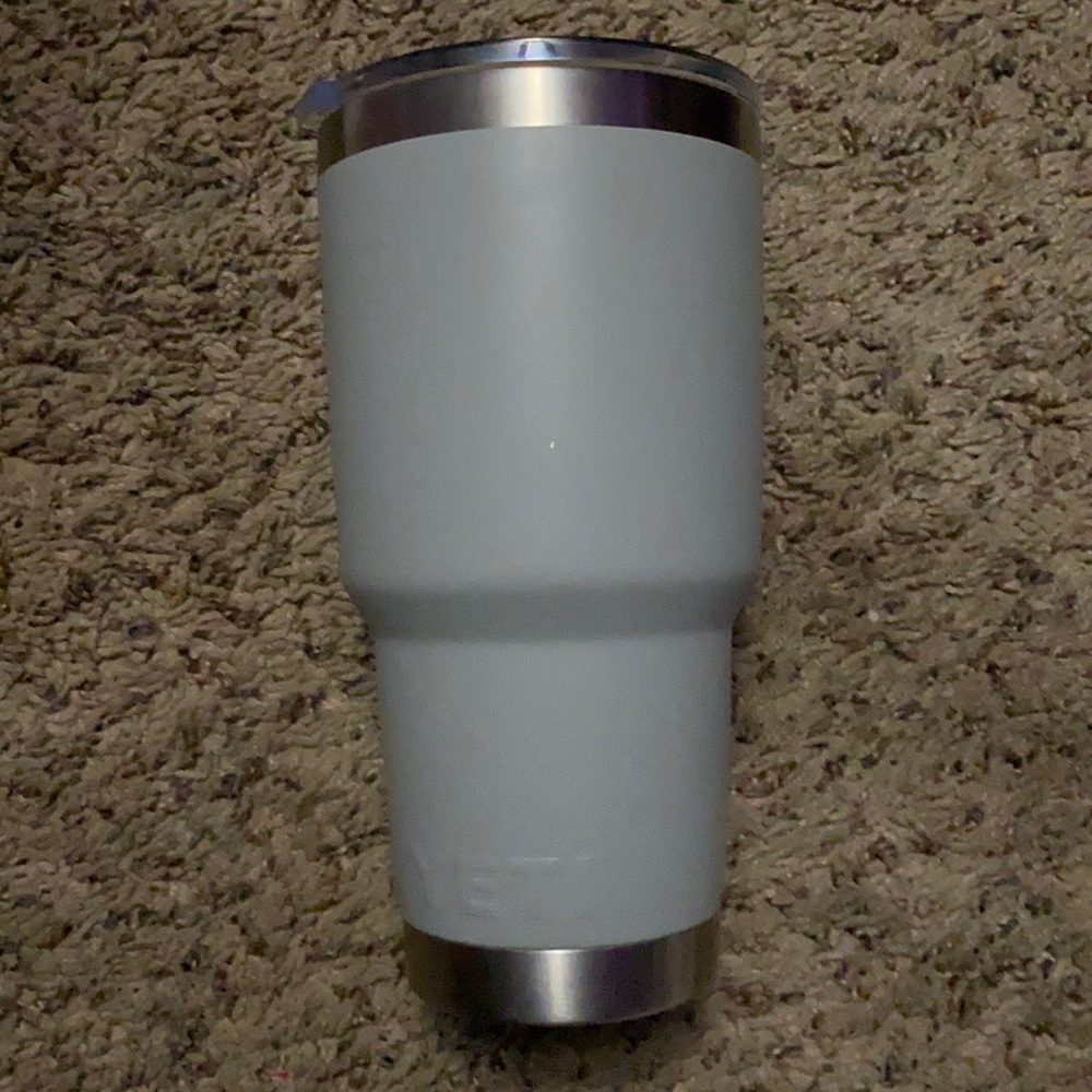 yeti tumbler in grey